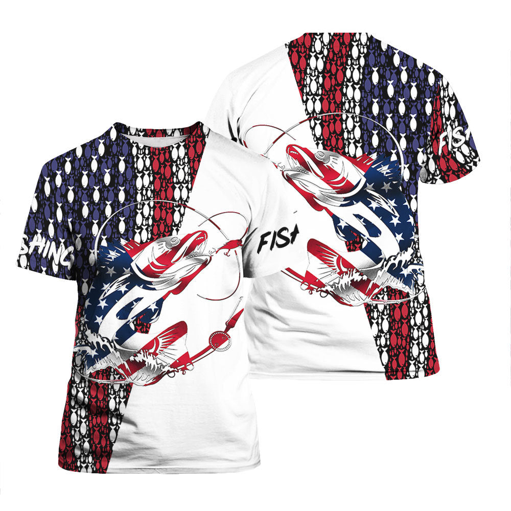 Fishing American Flag T Shirt All Over Print For Men & Women TH1244