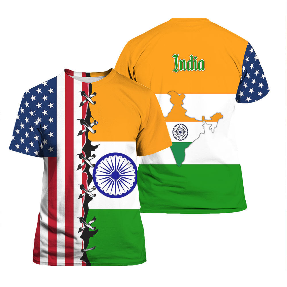 India And America - Gift for Indian, American - India American Flag T Shirt TH1342 Orange Prints