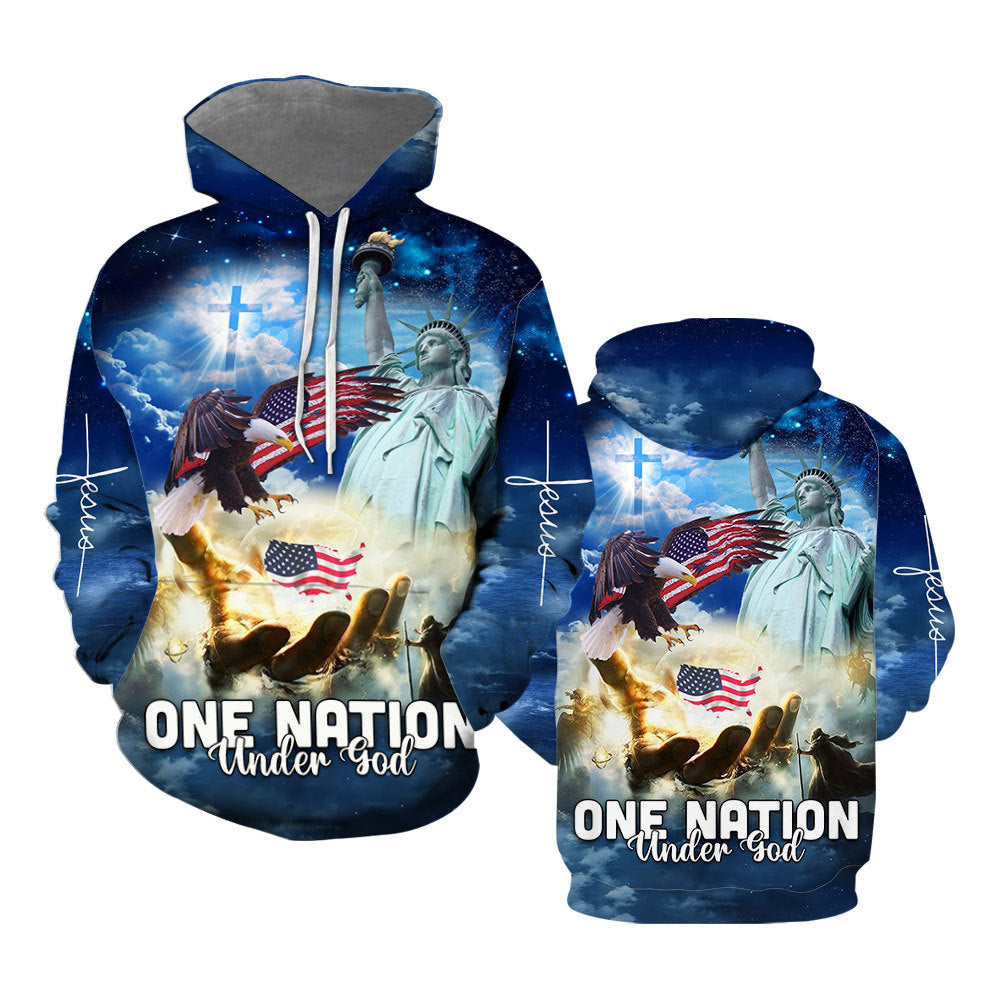 4th July Happy Independence Day One Nation Under God Hoodie All Over Print For Men & Women HP5532