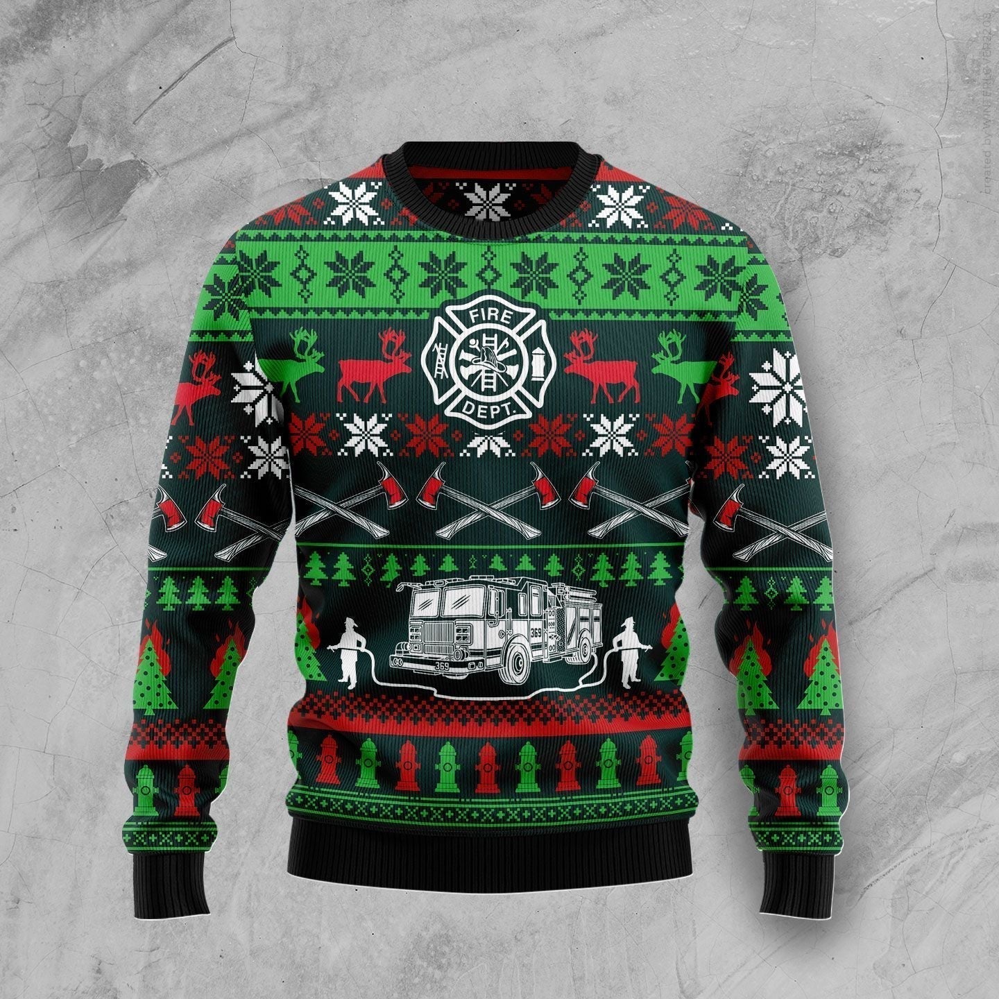 Awesome Firefighter Ugly Christmas Sweater | For Men & Women | Adult | US5287