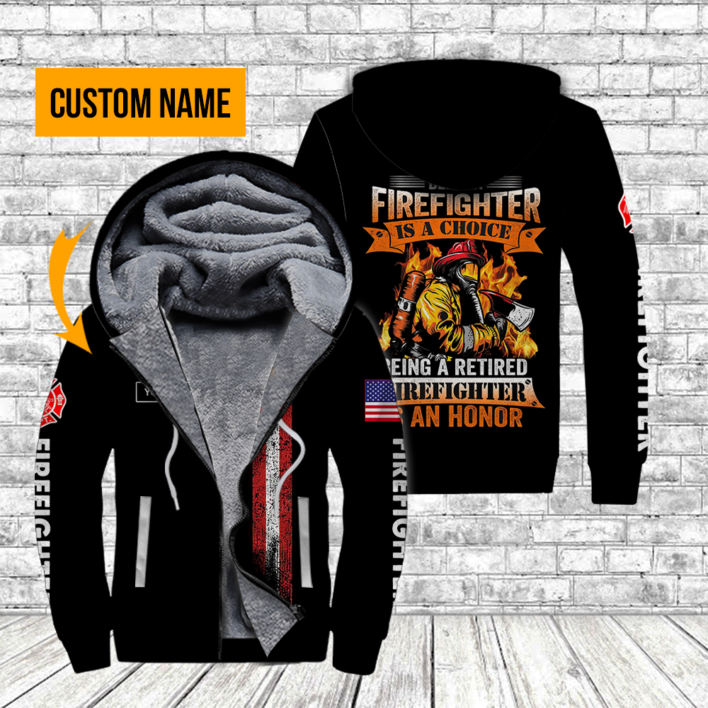 Firefighter Custom Name Fleece Zip Hoodie All Over Print | For Men & Women | FN1236
