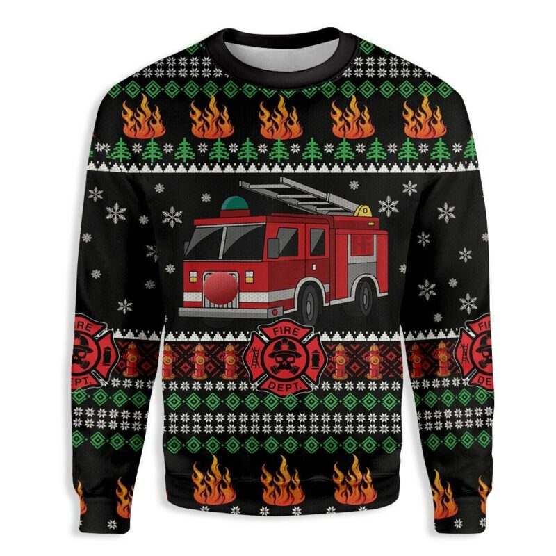 Firefighter Truck Merry Christmas Ugly Christmas Sweater | For Men & Women | Adult | US5405