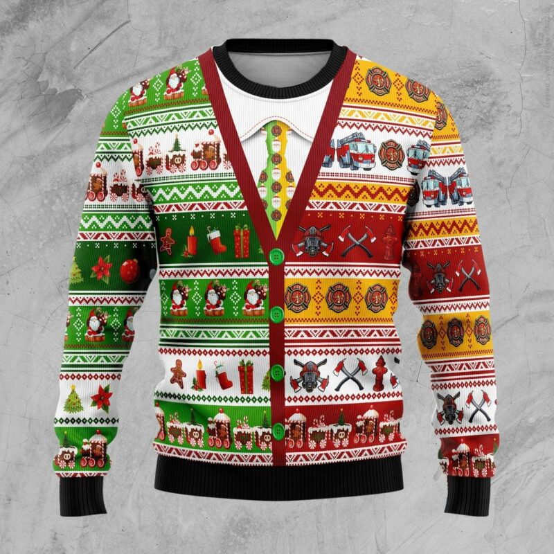 Firefighter Xmas Ugly Christmas Sweater | For Men & Women | Adult | US4971