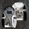 IronWorker Black White Fleece Zip Hoodie All Over Print | For Men & Women | FT2670