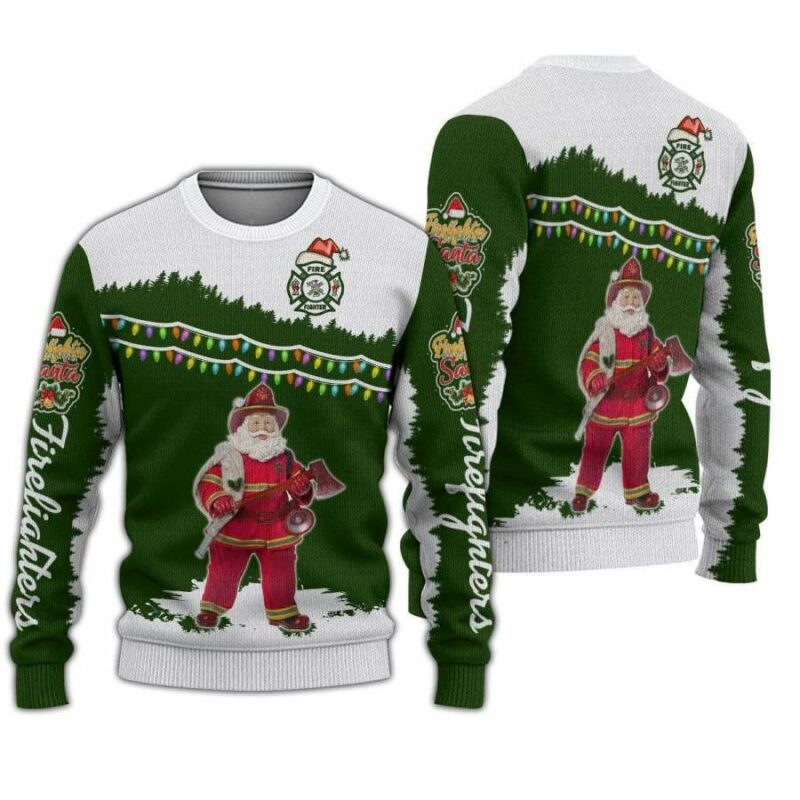 Santa Firefighter Ugly Christmas Sweater | For Men & Women | Adult | US5112