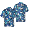 OrangePrints.com -Tropical Blue Leaves Chef Hawaiian Shirt