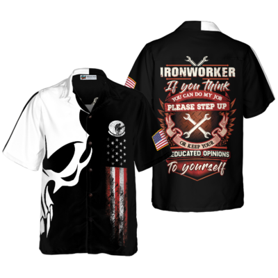 OrangePrints.com -Ironworker Proud Skull Hawaiian Shirt