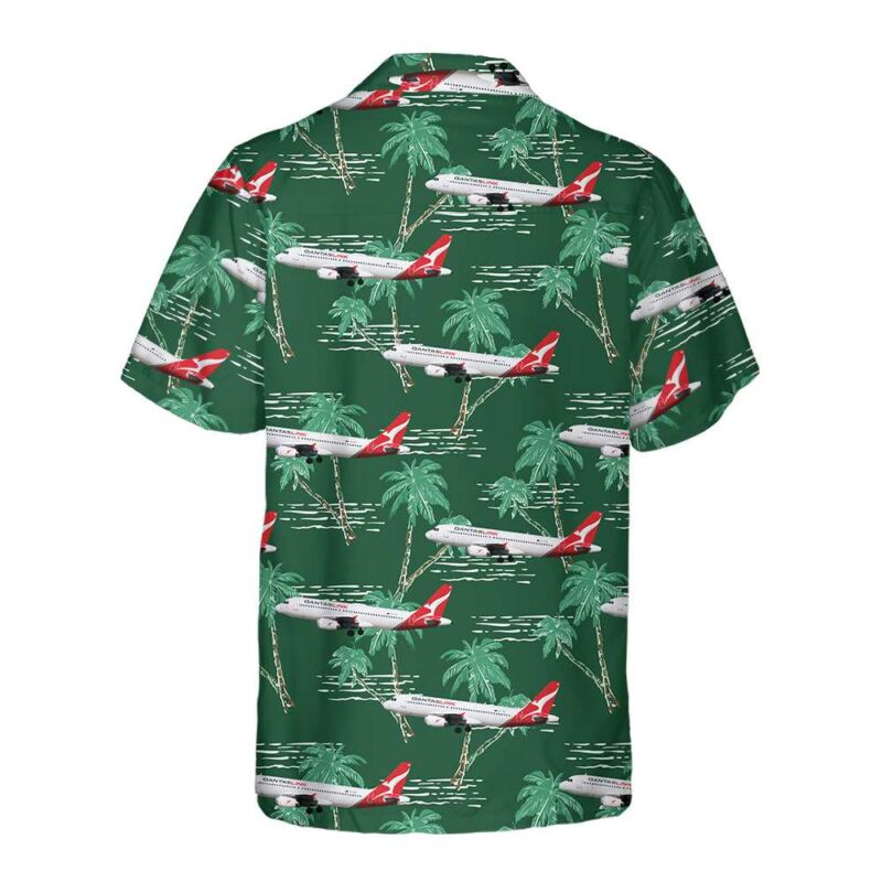 Orange prints back of Airbus Hawaiian, Tropical Aircraft & Airplane Aloha Shirt, Aviation Shirt For Men