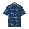 Orange prints front of Space Aircraft Seamless Pattern Hawaiian Shirt, Navy Aircraft Aviation shirt For Men