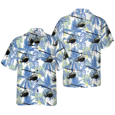 OrangePrints.com -Navy Bell Twin Huey Hawaiian Shirt