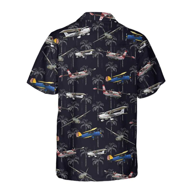 Orange prints back of Aircraft On Coconut Forest Hawaiian Shirt, Tropical Aircraft Aviation Shirt For Men