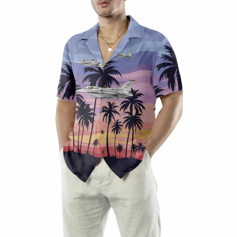 Orange prints model Aircraft On Sunset Hawaiian Shirt, Aircraft Hawaiian Shirt For Men And Women, Tropical Aircraft Shirt