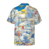 Orange prints back of Fly Away Plane Hawaiian Shirt