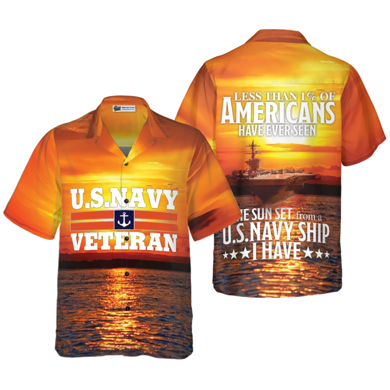 Orange prints front of Less Than 1% Of American Veteran Hawaiian Shirt, Veteran Shirt For Men And Women, Gift For Veterans