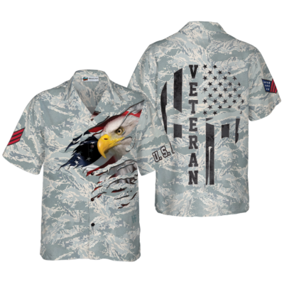 OrangePrints.com -Veteran Proud US Airforce Camouflage Hawaiian Shirt