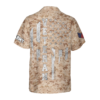 Orange prints back of Veteran Proud US Desert Marine Camouflage Hawaiian Shirt