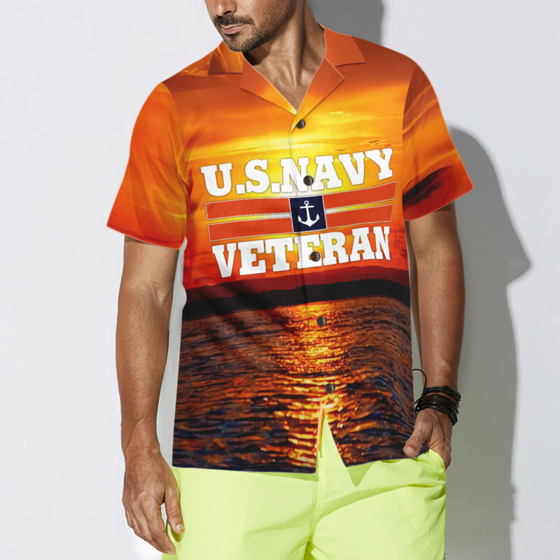 Orange prints model Less Than 1% Of American Veteran Hawaiian Shirt, Veteran Shirt For Men And Women, Gift For Veterans