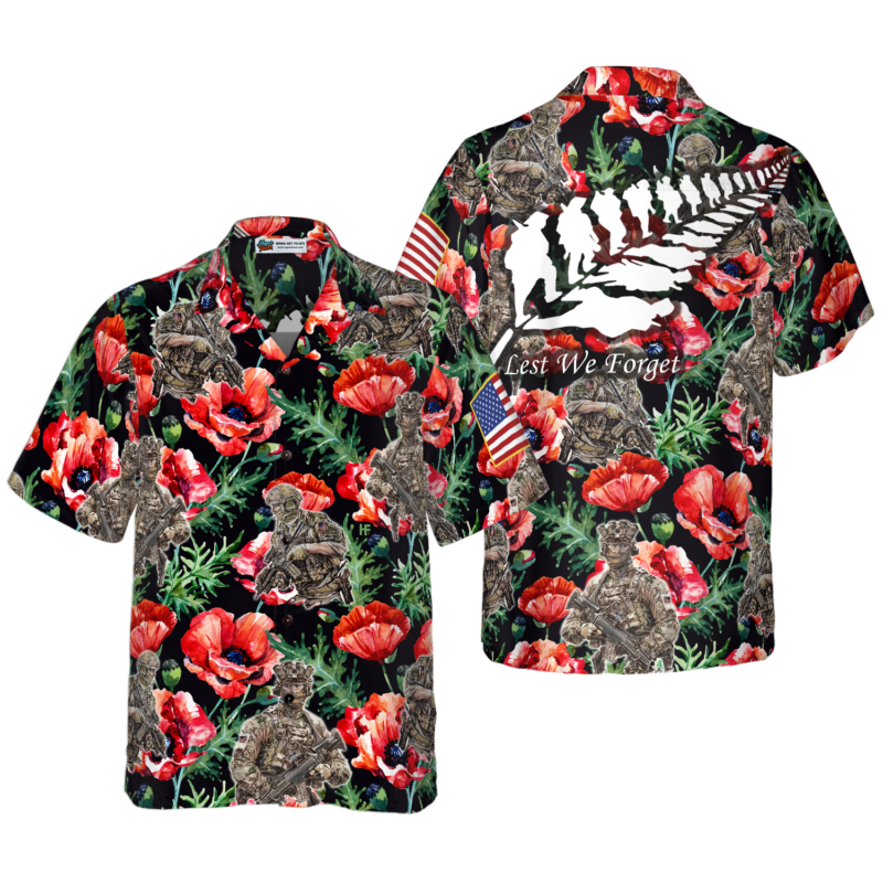 OrangePrints.com -Veteran Less We Forget Hawaiian Shirt