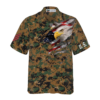 Orange prints model Veteran Proud US Marine Camouflage Hawaiian Shirt