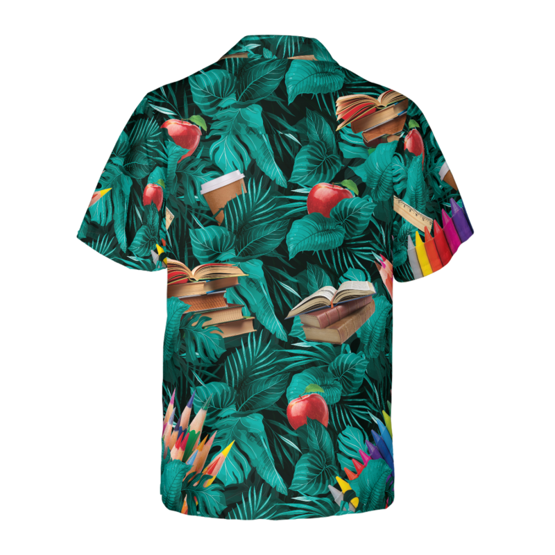 Orange prints back of Tropical Teacher Hawaiian Shirt, Teacher Shirt for Men And Women, Best Gift For Teacher