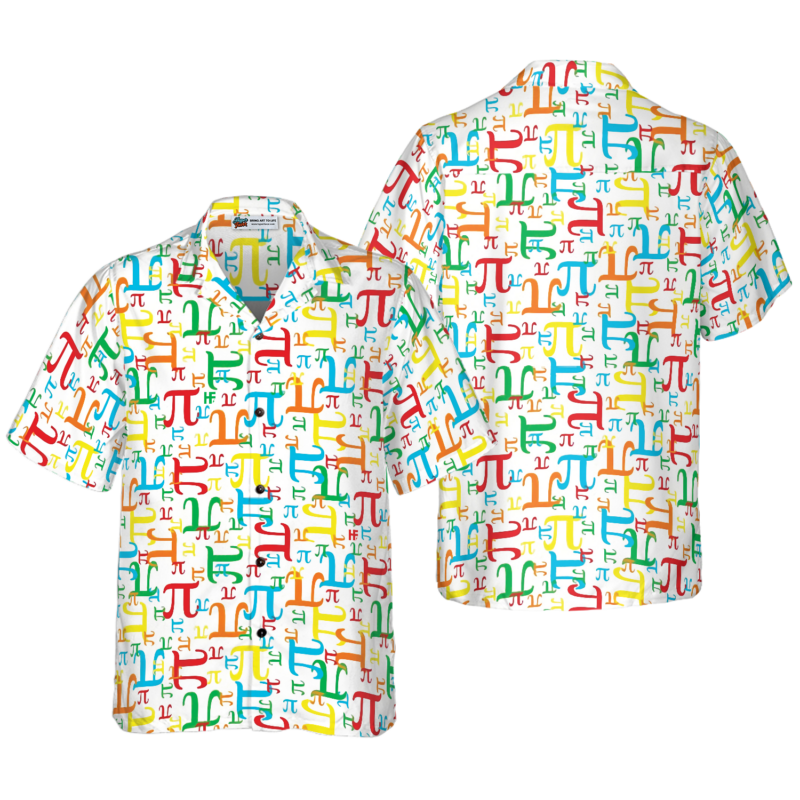 Orange prints back of Pieces Of Pi Math Teacher Shirt For Men V1 Hawaiian Shirt