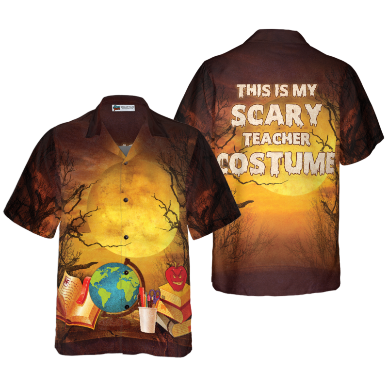 OrangePrints.com -This Is My Scary Teacher Costume Teacher Hawaiian Shirt, Halloween Shirt For Teachers, Unique Teacher Gift Idea