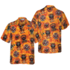 OrangePrints.com -First In Last Out Firefighter Hawaiian Shirt, Viking Style Flame Skull Shield Firefighter Shirt For Men