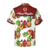 Orange prints back of Pineapple Seamless Pattern Firefighter Hawaiian Shirt, Cross Axes Tropical Firefighter Shirt For Men