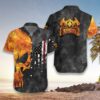 OrangePrints.com -Firefighter And Flame Skull Firefighter Hawaiian Shirt, Firefighter Cross Axes Ripped American Flag Firefighter Shirt