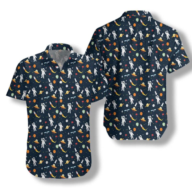 OrangePrints.com -Astronaut Hello Hawaiian Shirt