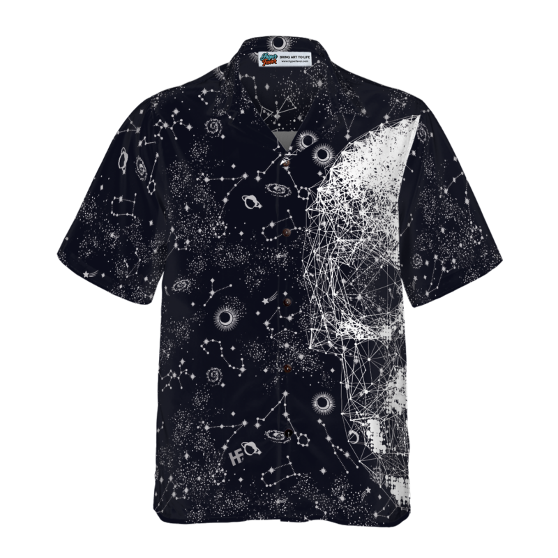Orange prints model Skull Space Galaxy Constellation Hawaiian Shirt