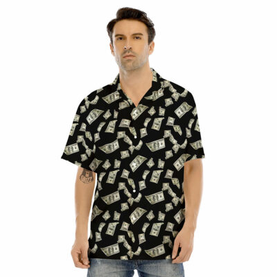 OrangePrints.com -Flying US Dollar Money Print Men's Hawaiian Shirt