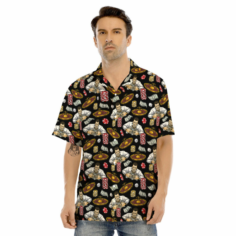 Orange prints Gambling And Money Vintage Print Pattern Men's Hawaiian Shirt