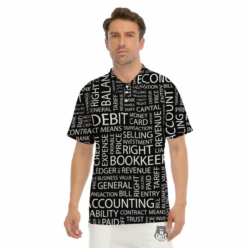Orange prints Accounting Word Print Men's Golf Shirts