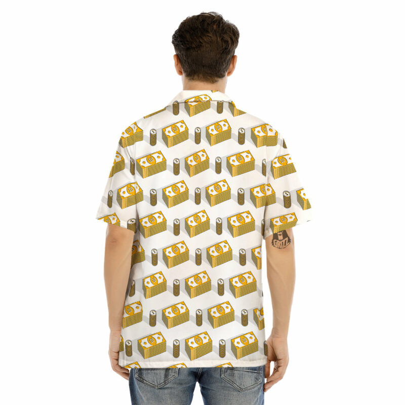 Orange prints Money Cash Print Pattern Men's Hawaiian Shirt