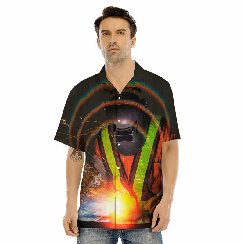 OrangePrints.com -Welder Industrial Print Men's Hawaiian Shirt