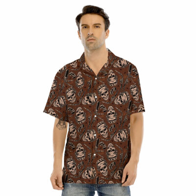 OrangePrints.com -Welder Skull Print Pattern Men's Hawaiian Shirt