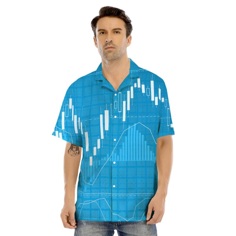 OrangePrints.com -Candlestick Stock Market Print Men's Hawaiian Shirt