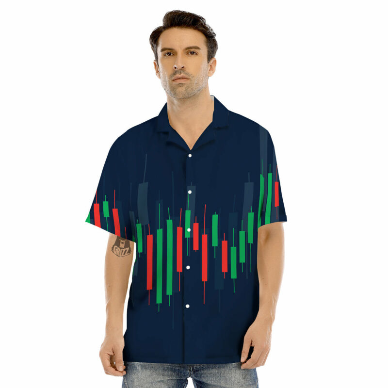 OrangePrints.com -Graph Chart Candlestick Stock Print Men's Hawaiian Shirt