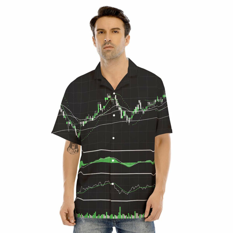 Orange prints Indicators And Stock Candlestick Print Men's Hawaiian Shirt