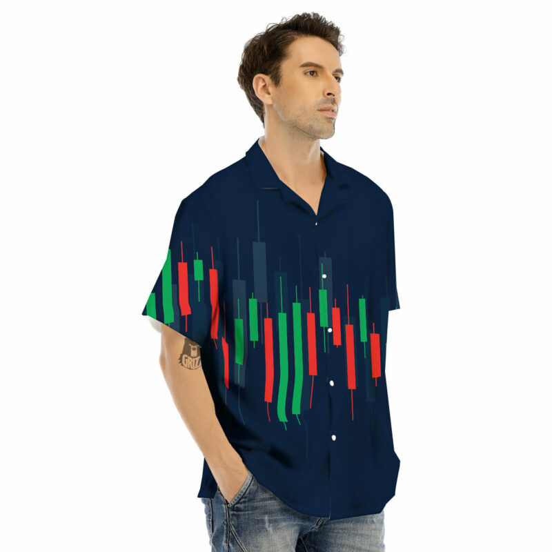 Orange prints Graph Chart Candlestick Stock Print Men's Hawaiian Shirt