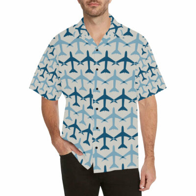 Airplane Pattern Print Design 04 Men's Hawaiian Shirt