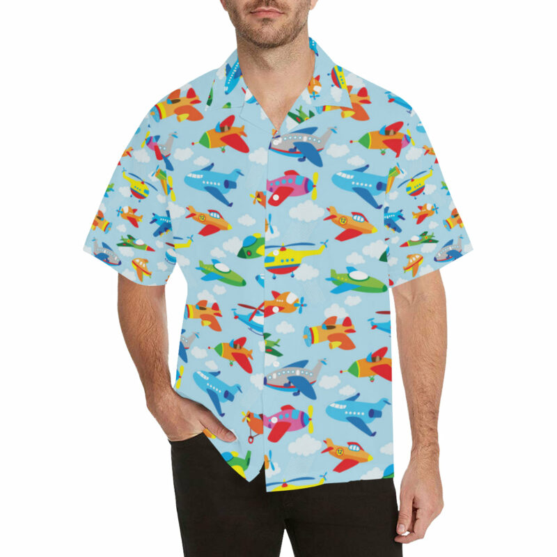 Airplane Colorful Pattern Print Design 01 Men's Hawaiian Shirt
