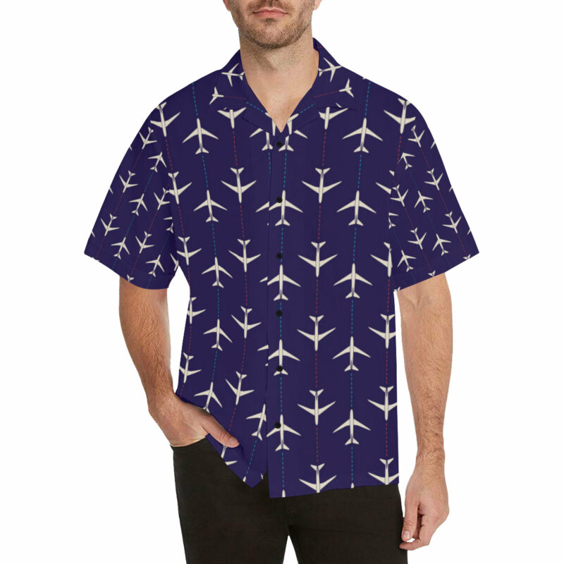 Airplane Pattern Print Design 03 Men's Hawaiian Shirt