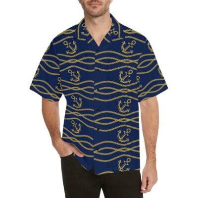 Nautical Anchor Rope Pattern Men Hawaiian Shirt