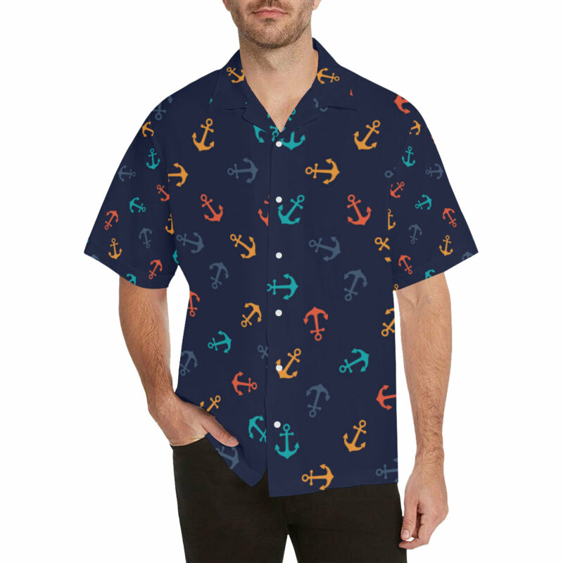 Anchor Pattern Print Design 05 Men's Hawaiian Shirt