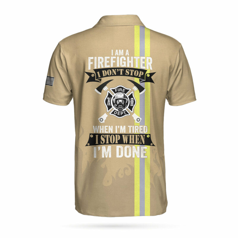 Orange prints front of I Am A Firefighter Polo Shirt, Fire Department Polo Shirt, Best Firefighter Shirt For Men