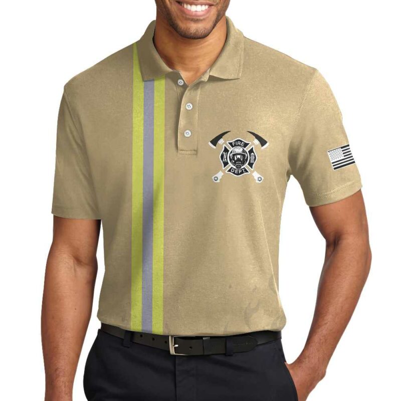 Orange prints model I Am A Firefighter Polo Shirt, Fire Department Polo Shirt, Best Firefighter Shirt For Men