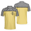 OrangePrints.com -Relaxi Taxi Short Sleeve Polo Shirt, Black And White Checker Pattern Yellow Taxi Shirt For Men