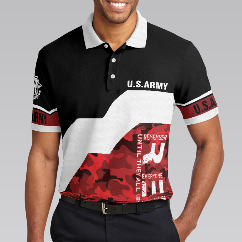 Orange prints model Red Until They All Come Home Polo Shirt, Veteran Polo Shirt For Men, Unique Veteran Day's Shirt